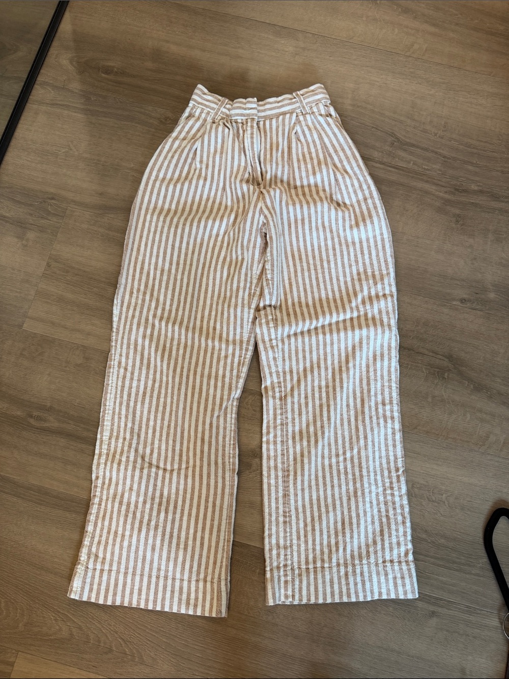 Wide-Leg Striped Linen Blend Pants - Beige/White